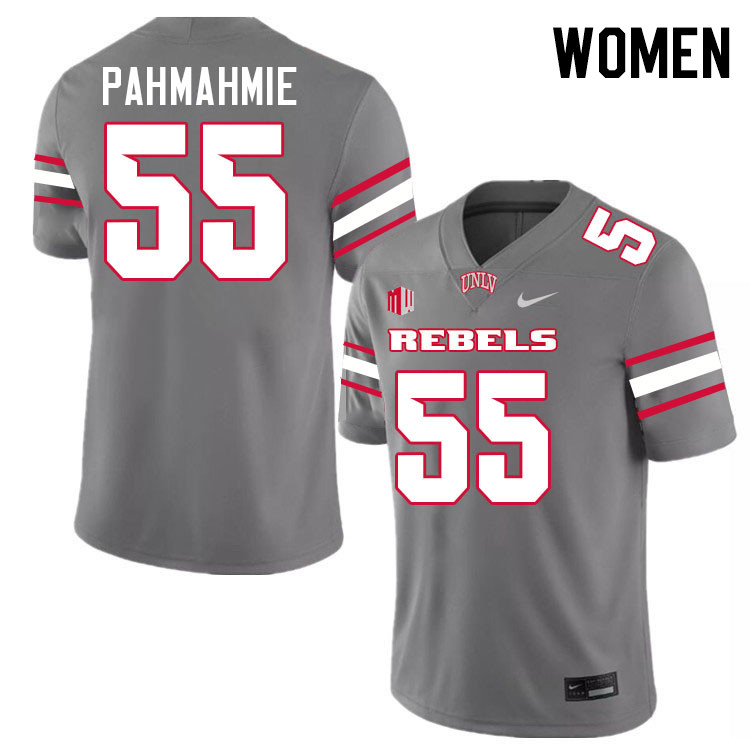 Women #55 Shko-Mak Pahmahmie UNLV Rebels College Football Jerseys Stitched-Grey